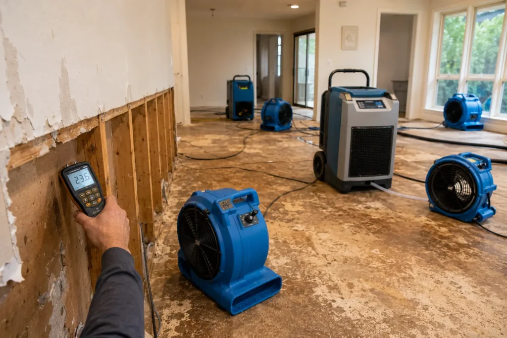 Structural drying water damage repair Bellevue WA home